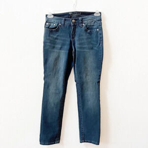 Vtg Y2K ND Weekend Womens Jeans Sz 4 Petite Dark Wash Rhinestone Sequin Whisker